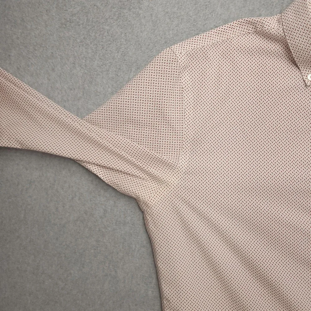 Banana Republic Dress Shirt Mens 15.5 33/34 White Geometric Regular Fit Non Iron